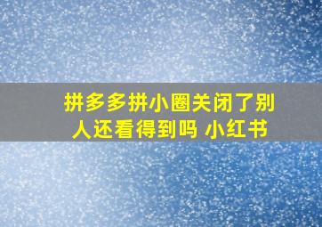 拼多多拼小圈关闭了别人还看得到吗 小红书